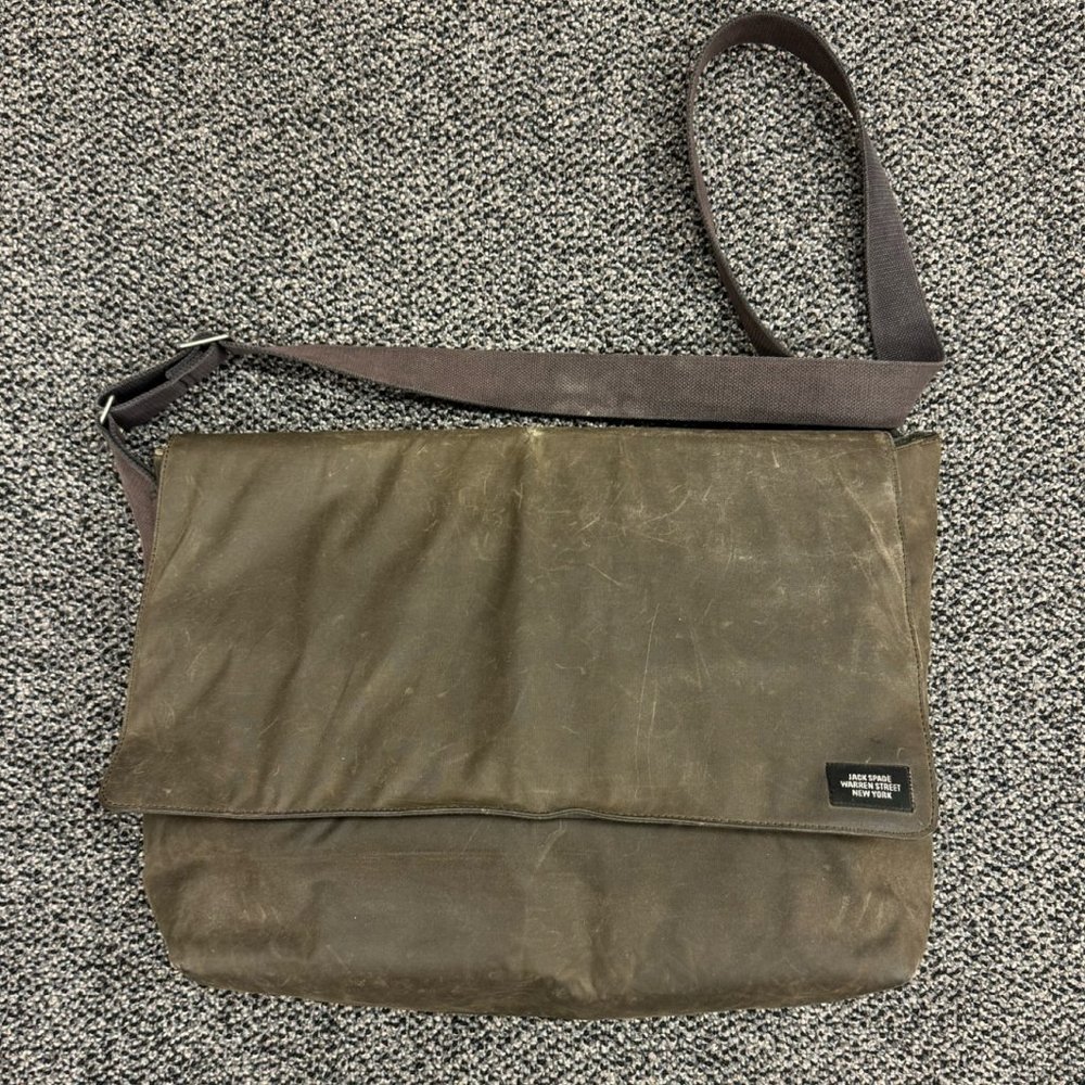 Jack Spade Warren Street Waxed Canvas Messenger Laptop Bag